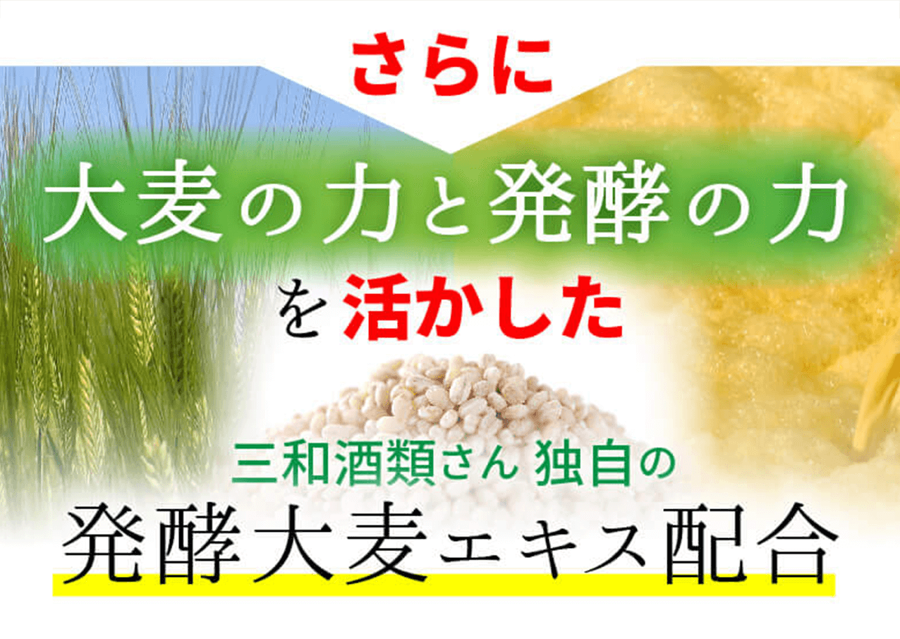 さらに大麦のちからと発酵の力を活かした三和酒類さん独自の発酵大麦エキス配合
