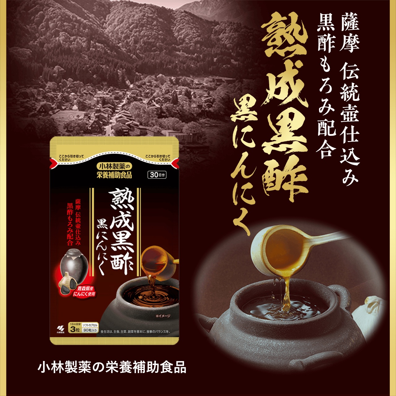 薩摩 伝統壺仕込み黒酢もろみ配合 熟成黒酢 黒にんにく