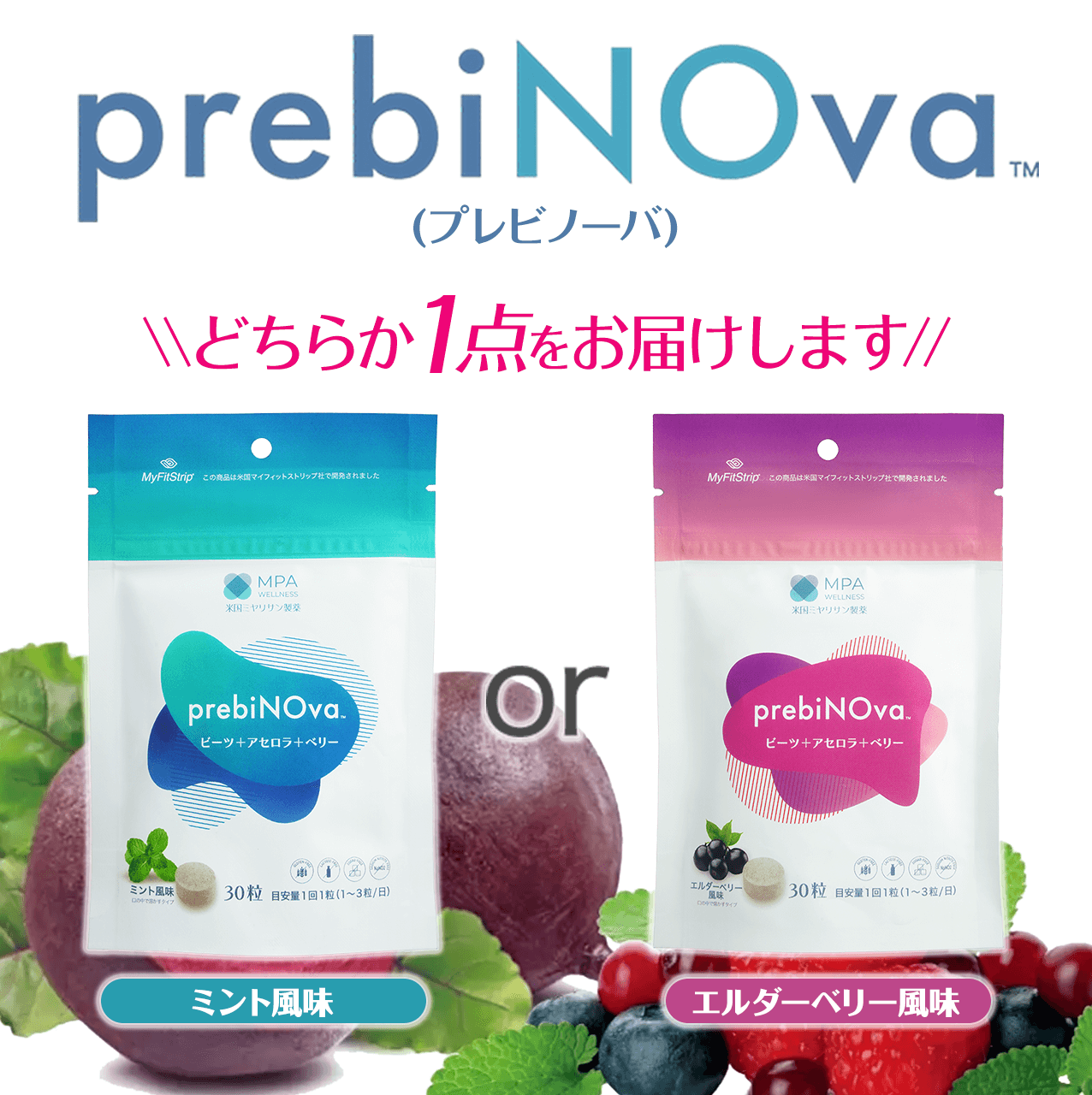 prebiNOva（プレビノーバ） どちらか１点お届けします。ミント風味 or エルダーベリー風味