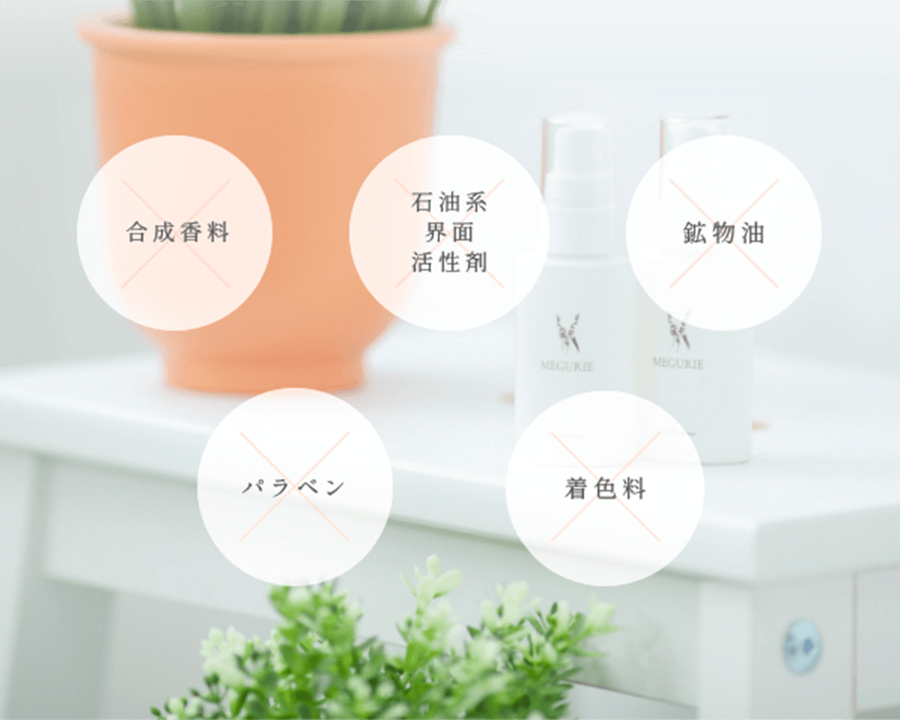 合成香料×、石油系界面活性剤×、鉱物油×、パラベン×、着色料×