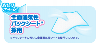 全面通気性バックシート採用※ ※バックシートの素材に全面通気性シートを使用しています。