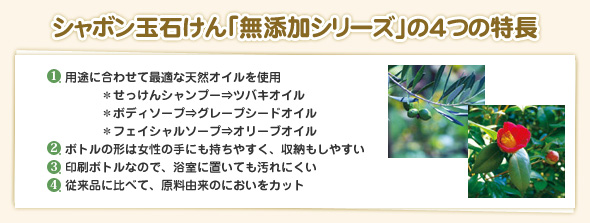シャボン玉石けん「無添加シリーズ」の4つの特長