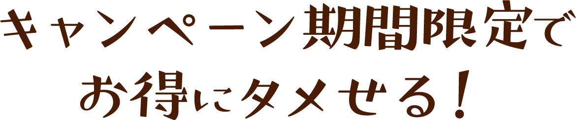 キャンペーン期間限定でお得にタメせる!